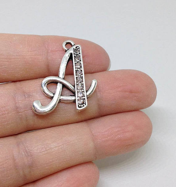 Wholesale Alloy Rhinestone Letter Charms 