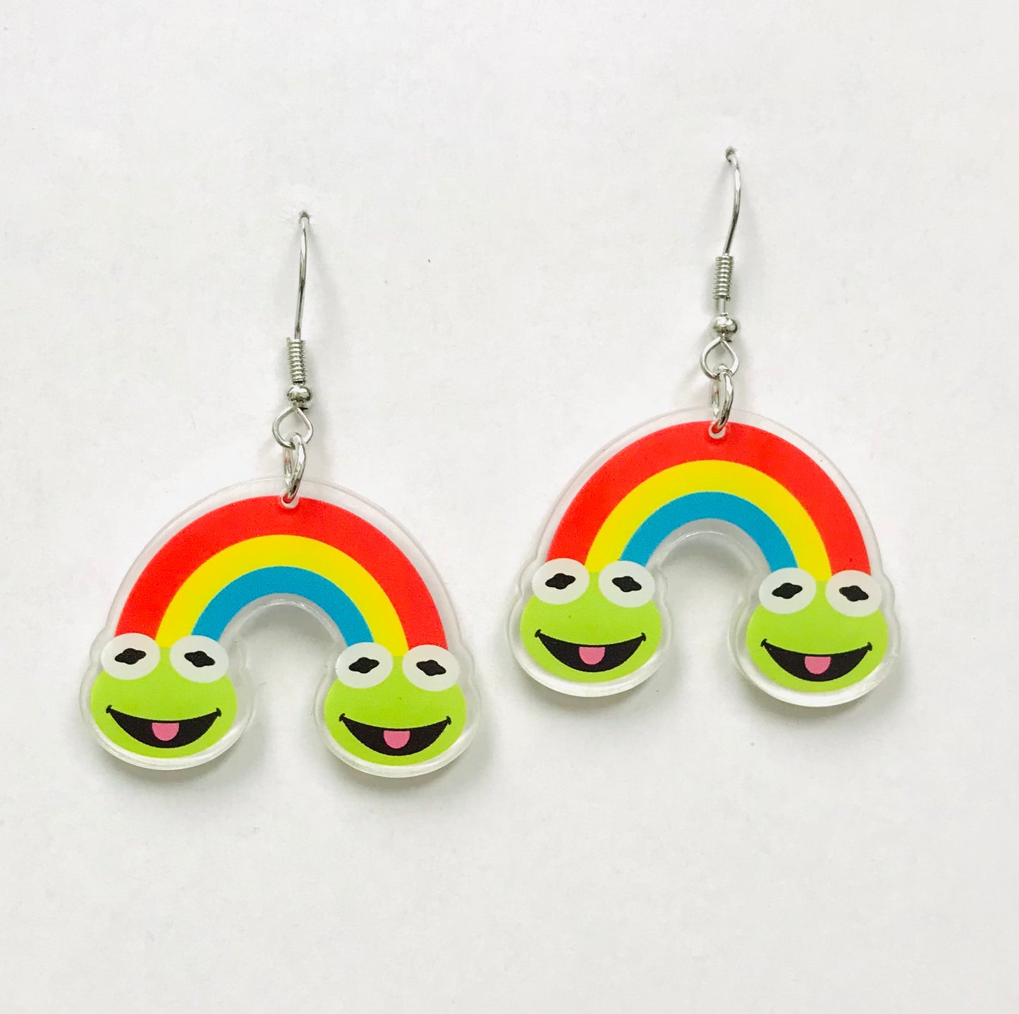 Cottagecore Rainbow Frog Earrings