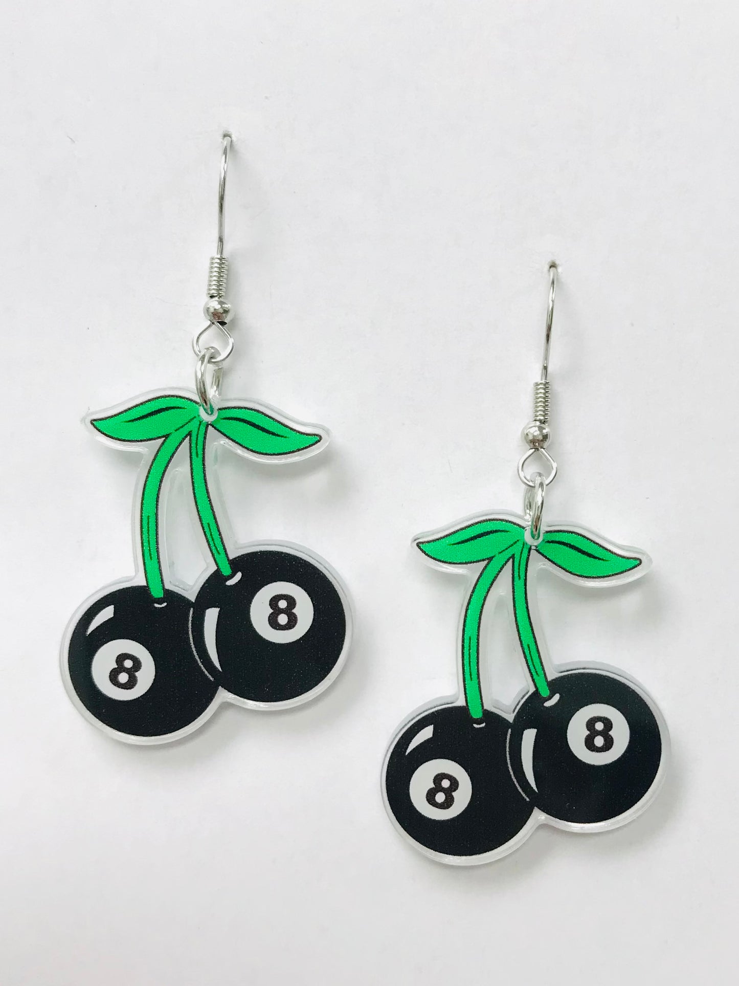 8 Ball Cherry Earrings Fun Novelty Acrylic earring